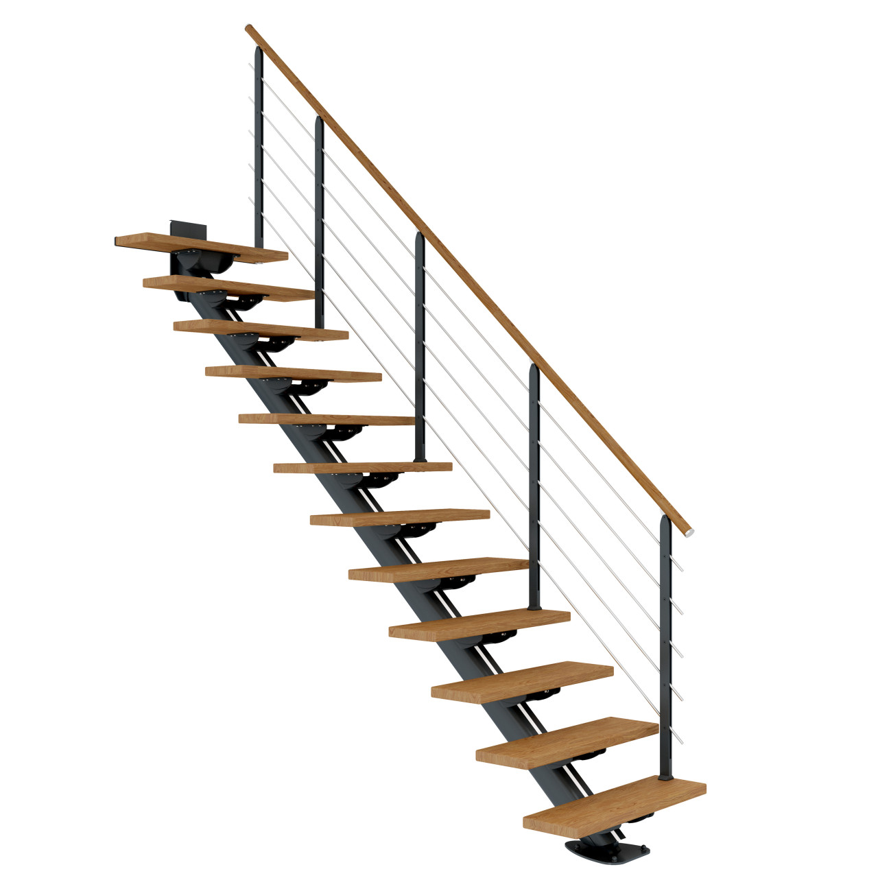 Dolle Mittelholmtreppe Sydney Eiche 75 cm 11 Stufen gerade mit Geländer anthrazit von DOLLE