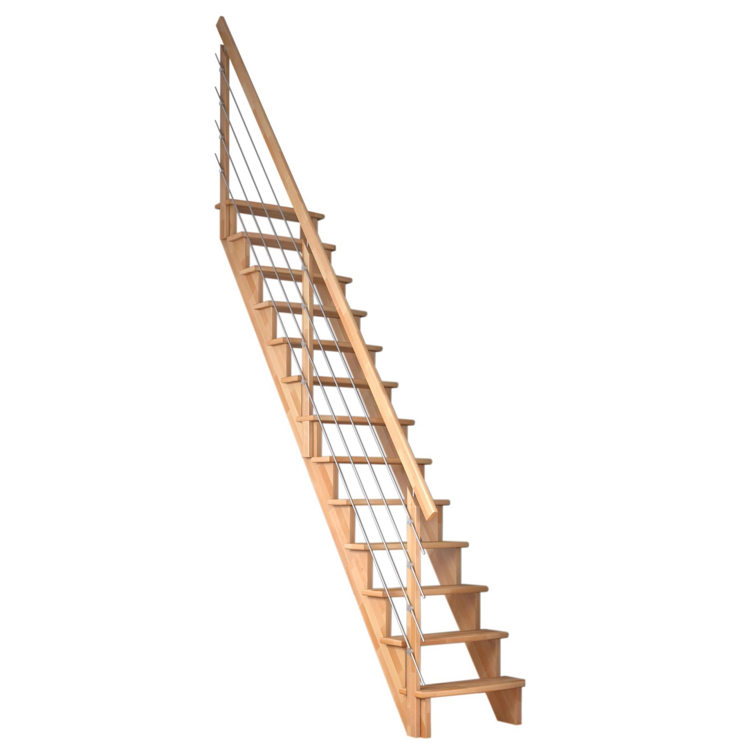 Dolle Raumspartreppe Lyon Buche Edelstahlrohrgeländer 65 cm gerade FSC von DOLLE