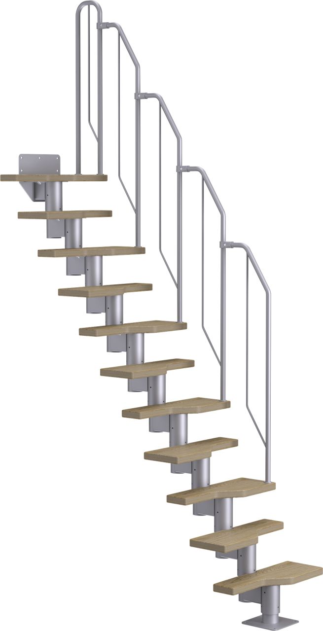 Dolle Systemtreppe Davos 11  Eichestufen Geschosshöhe von 222-276 cm von DOLLE