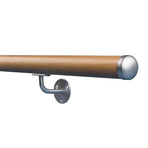 DOLLE Handlauf Massivholz Eiche lackiert Länge 150 cm (kürz- und verlängerbar) komplett mit Wandhaltern, Dübeln und Schrauben von DOLLE