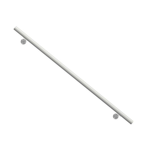 Moderner Aluminium-Handlaufin Weiß, hochwertiges Komplett-Set inkl. Wandhalter, Dübel und Schrauben. Länge 1500 mm (kürz- und verlängerbar). Für Innen und Außen geeignet. von DOLLE