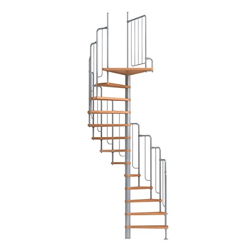 DOLLE Spindeltreppe Barcelona Höhe 229-291 cm Stufen Buche Unterkonstruktion grau Durchmesser 138 cm von DOLLE