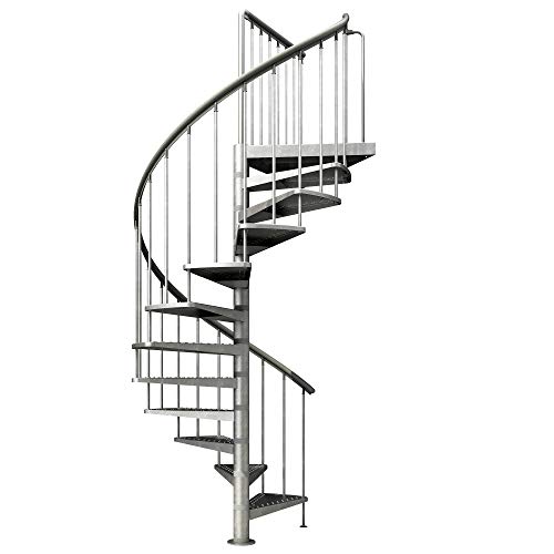 Spindeltreppe verzinkt | Außenspindeltreppe | Wendeltreppe | Geschosshöhe: 287-329 cm| 13 Stufen | Durchmesser 185 cm | Stufen und Podest: Metall gelocht | Gartentreppe | Außentreppe von DOLLE