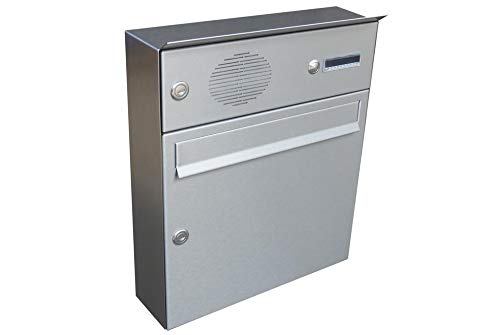 A-01 Edelstahl Aufputz Briefkasten mit Klingel & Sprechsieb - LETTERBOX24.de von DOLS