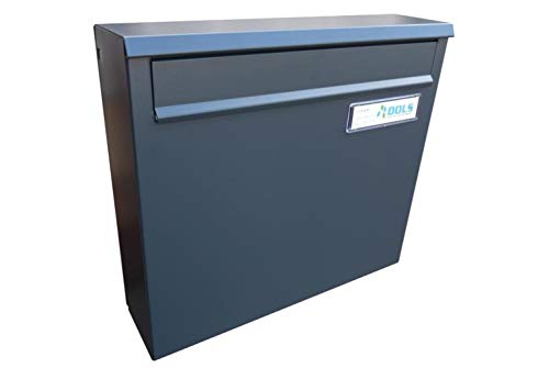 A-02 Anthrazit Zaun Durchwurfbriefkasten (RAL 7016) mit Namensschild - LETTERBOX24.de von DOLS