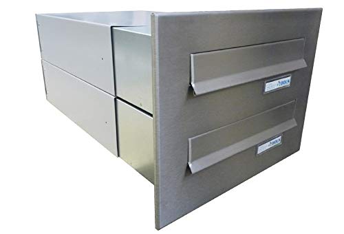 B-042 2er Edelstahl Mauerdurchwurf Briefkastenanlage mit Namensschild (Tiefe: 39-62 cm) - LETTERBOX24.de von DOLS