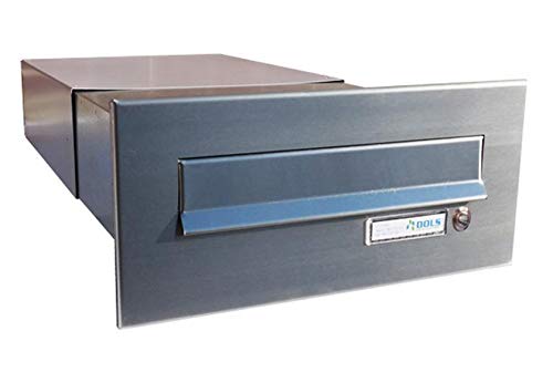 B-042 Edelstahl Mauerdurchwurf Briefkasten mit Namensschild (Tiefe: 39-62 cm) - LETTERBOX24.de von DOLS
