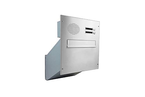 D-241 XXL Edelstahl Mauerdurchwurf Briefkasten mit 2 Klingeln & Sprechsieb (Tiefe: 23-38 cm) - LETTERBOX24.de von DOLS