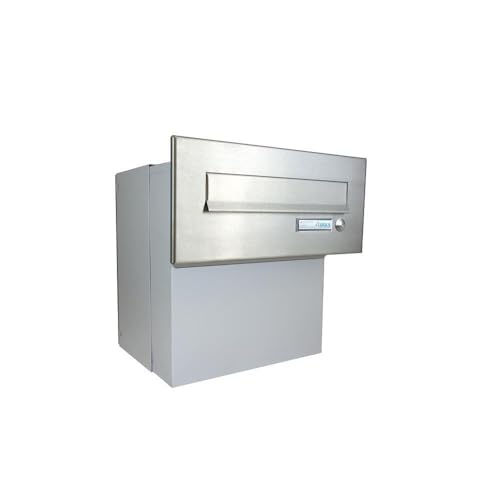 XXL Edelstahl Mauerdurchwurf Briefkasten mit Klingel - Tiefe 27-40,5 cm - F-042 von Letterbox24
