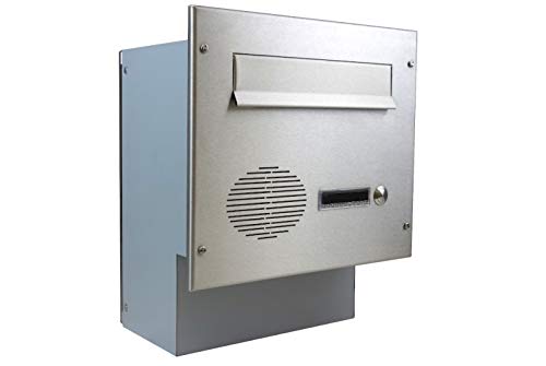 F-046 Edelstahl Mauerdurchwurf Briefkasten mit Klingel & Sprechsieb (Tiefe: 20 cm) - LETTERBOX24.de von DOLS