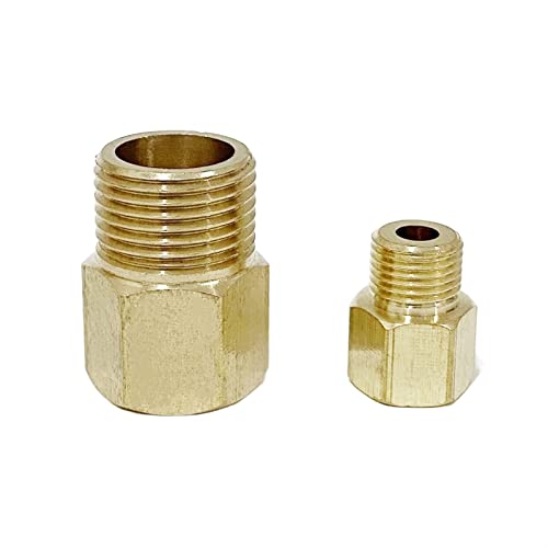 DOLUNTO 2 STÜCKE M8 M10 M12 Metrischer Stecker auf 1/8 Zoll 1/4 Zoll 3/8 Zoll BSP Innengewinde Messing Reduzierstück Manometer Adapter (Farbe : M10x1 F-3l8 BSP M) von DOLUNTO