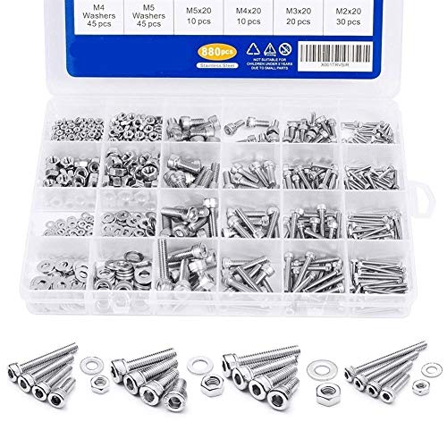 DOLUNTO 880Pcs Hexagon Hex Kantschraube Set M2 M3 M4 M5 Edelstahl Maschinenschraube Sechskant Cap Schraube Mutter Set DOLUNTO 880Pcs Hexagon Hex Kantschraube Set M2 M3 M4 M5 Edelstahl Maschinenschraube Sechskant Cap Schraube Mutter Set von DOLUNTO