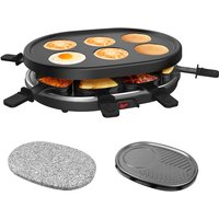 Raclette-Grill, Raclette 4 in 1 für 8 Personen, Elektrischer Grill, Steingrillplatte, Pfannkuchengrillplatte, Vollständiger Satz Grillplatten, von DOMAIER