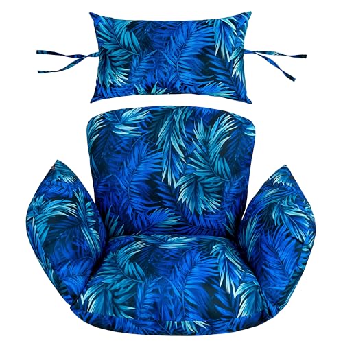 Domarex Wasserdichtes Kissen für Hängesessel - Bequemes Sitzkissen mit abnehmbarem Bezug - wetterfest - ergonomisch - ideal für Garten, Terrasse, Balkon und Schaukelstuhl - Blue Passion von Domarex
