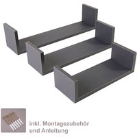 3er Wandregal-Set in grau von DOMAX