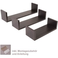 3er Wandregal-Set in wengé von DOMAX