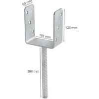 Pfostenträger verzinkt 101 x 120 x 60 x 4,0 mm von DOMAX