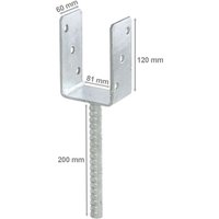Pfostenträger verzinkt 81 x 120 x 60 x 4,0 mm von DOMAX