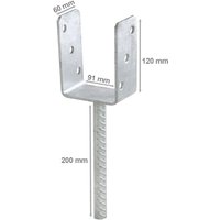 Pfostenträger verzinkt 91 x 120 x 60 x 4,0 mm von DOMAX