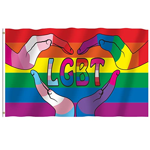DOMINICK Progress Pride Flag,LGBT Gay Pride Parade Flag,The Gay Flag Joint-Pride Flag Weatherproof Gay Pride Flag With Brass Eyes für Draußen und Drinnen(150x90cm) von LNEE