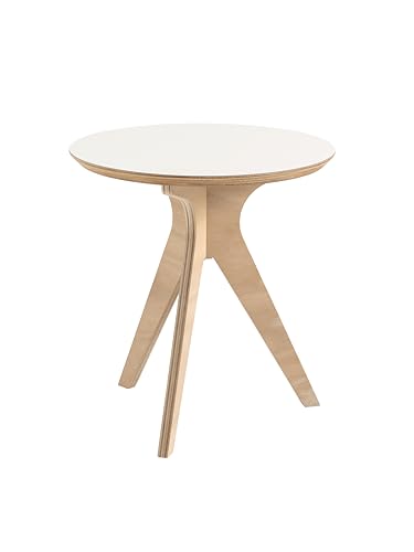 DOMINIS Couchtisch aus edlem Okoumé-Holz – Runder Beistelltisch mit weißer Laminatplatte – Ideal für Wohnzimmer oder Schlafzimmer – Handgefertigt – Design & Qualität Made in Italy – Ø 45cm H 48cm von DOMINIS