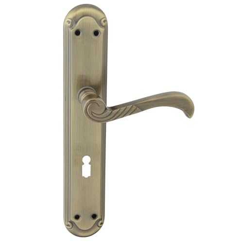 domino Türgriff 72 Drückergarnitur BB-Buntbart Set Langschildgarnitur Türklinke für Zimmertür, Kellertür & Innentür L-Form Türbeschläge aus Aluminium Bronze Türdrückergarnitur CASABLANKA M3 von domino