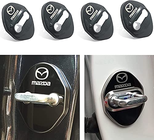 4 Stück Edelstahl Auto Türschlossabdeckung für Mazda Miata 3,6, MX-5 CX-3,CX-5,CX-9, Türschloss Abdeckung, Tür Schlösser Schutzhülle, Türverriegelung Abdeckung, Rostfrei/mit Logo von DOMINR