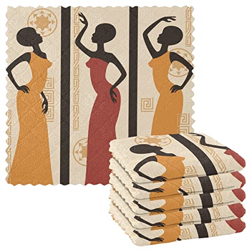 African American Women Kitchen Towels Reusable Geschirrtücher Set of 6 Pieces Absorbent Handtücher for Dish Towels for Drying Dishes Kitchen Accessories von DOMIKING