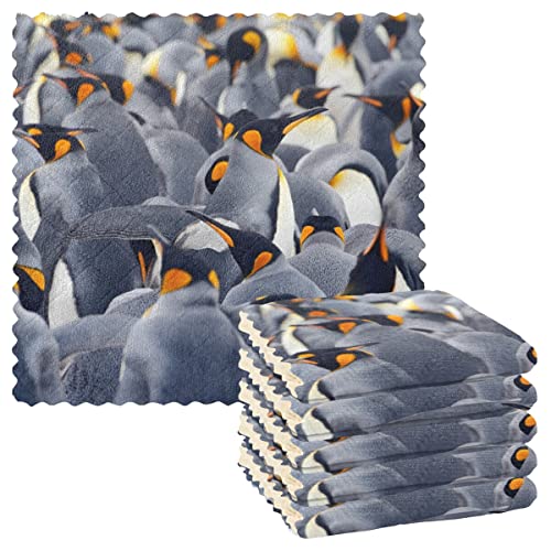 King Pinguin Birds Küchentücher, wiederverwendbar, Geschirrtücher, Set mit 6 Stück, saugfähige Handtücher für Geschirrtücher für Küchentheke, Küchenzubehör von DOMIKING