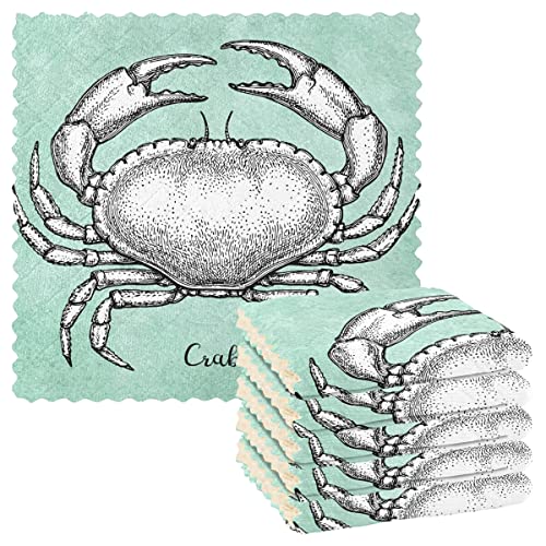 Krabbe Küchentücher Wiederverwendbare Geschirrtücher Set von 6 Stück saugfähige Handtücher zum Geschirrtücher zum Trocknen der Hände Küchenzubehör von DOMIKING