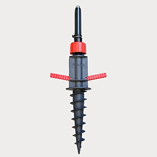 DOMMER Bodendübel mit abnehmbarem Rotator Ø 33 mm | Sonnenschirmhalter | Beachflag Rotator | Strand Oder Erde mit Bodendübel | Schwarz/Rot von DOMMER