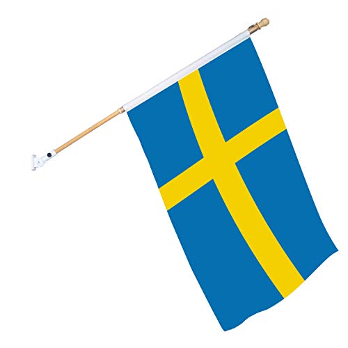 Nationenflagge 150 x 90 inkl. Roll Over Stab und Wandhalterung (Schweden) von DOMMER