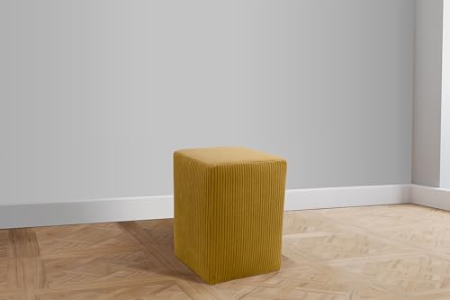 DOMO. Collection Polsterhocker Pontal, Hocker, Rechteckig, Füße mit Filzgleitern, Fußhocker, Polstergarnitur, 38 x 38 x 47 (BxTxH), Cord gelb von DOMO Collection GmbH