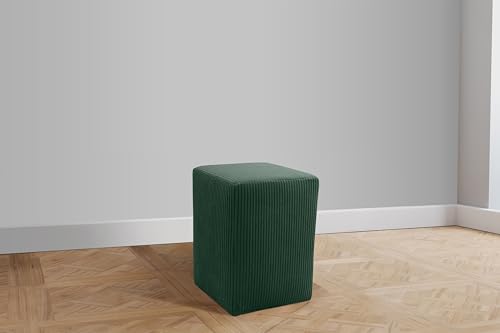 DOMO. Collection Polsterhocker Pontal, Hocker, Rechteckig, Füße mit Filzgleitern, Fußhocker, Polstergarnitur, 38 x 38 x 47 (BxTxH), Cord grün von DOMO Collection GmbH