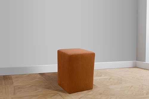 DOMO. Collection Polsterhocker Pontal, Hocker, Rechteckig, Füße mit Filzgleitern, Fußhocker, Polstergarnitur, 38 x 38 x 47 (BxTxH), Cord orange von DOMO Collection GmbH