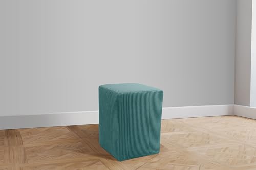 DOMO. Collection Polsterhocker Pontal, Hocker, Rechteckig, Füße mit Filzgleitern, Fußhocker, Polstergarnitur, 38 x 38 x 47 (BxTxH), Cord türkis von DOMO Collection GmbH