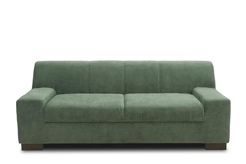 DOMO. collection Sofa Norma, 2-Sitzer Couch, 2er Polster-Garnitur mit Holzfüßen, 194 x 85 x 74 cm (BxTxH), Feinstoff grün von DOMO. collection