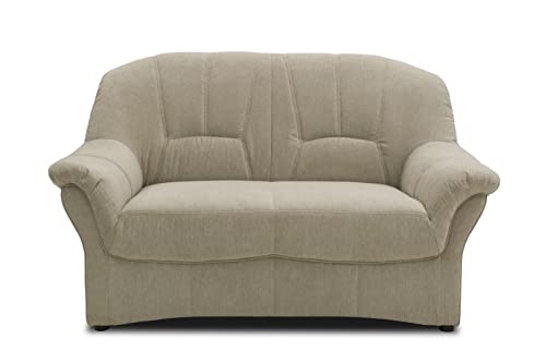 DOMO. Collection Bahia FK Sofa, 2er Couch mit Federkernpolsterung, Federkernsofa in klassischem Design, 2 Sitzer, Polstermöbel, beige-grau, 153 cm von DOMO. collection