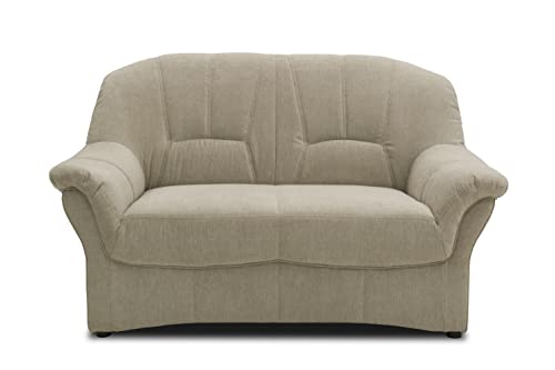 DOMO. collection Sofa Bahia FK, 2er Couch mit Federkernpolsterung, Federkernsofa in klassischem Design, 2 Sitzer, Polstermöbel 153 x 57 x 91 cm (BxTxH), beige-grau von DOMO. collection