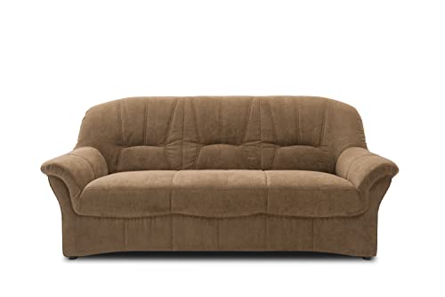 DOMO. collection Sofa Bahia FK, 3er Couch mit Federkernpolsterung, Federkernsofa in klassischem Design, 3 Sitzer, Polstermöbel 200 x 57 x 91 cm (BxTxH), braun von DOMO. collection