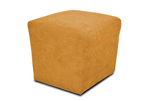 DOMO. collection Polsterhocker Bob, Sitzhocker, Sitzwürfel, Fußhocker, 46 x 46 x 43 cm (BxTxH), Webstoff in gelb (Mango) von DOMO. collection