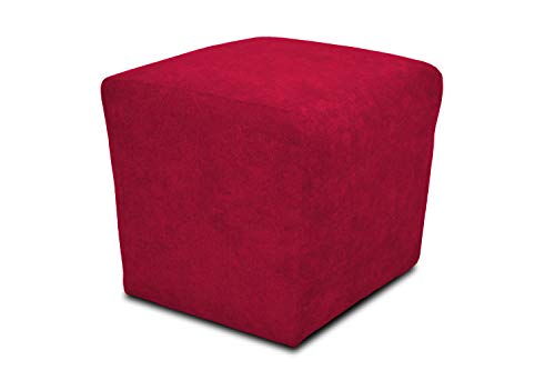 DOMO. collection Polsterhocker Bob, Sitzhocker, Sitzwürfel, Fußhocker, 46 x 46 x 43 cm (BxTxH), Webstoff in rot von DOMO. collection