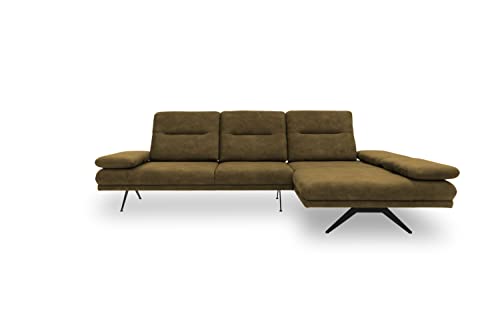 DOMO. Collection Cervo Ecksofa, bodenfreie Eckcouch in L-Form, Eckgarnitur in Samtstoff und Armlehnen-und Rückenfunktion, Sitztiefenverstellung, Sofa Couch, Olive, 312 x 183 cm von DOMO. collection