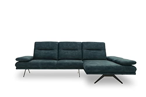 DOMO. Collection Cervo Ecksofa, bodenfreie Eckcouch in L-Form, Eckgarnitur in Samtstoff und Armlehnen-und Rückenfunktion, Sitztiefenverstellung, Sofa Couch, Petrol, 312 x 183 cm von DOMO. collection