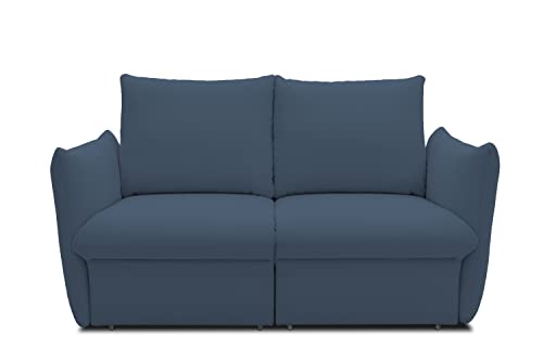 DOMO. collection Sofa Cloud Box, 2-Sitzer mit Schlaffunktion und Boxspringfederung, 2er Couch mit Bettauszug, Schlafsofa, Boxspringsofa 180 x 97 x 100 cm (BxTxH), blau von DOMO. collection