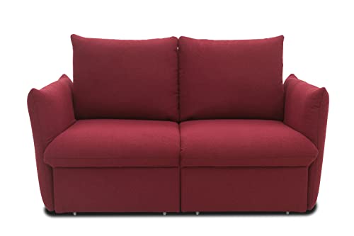 DOMO. Collection Cloud Box, 2 Sitzer mit Schlaffunktion und Boxspringfederung, Sofa mit Bettauszug, Schlafsofa, 180 cm, Boxspringsofa in bordeaux von DOMO. collection