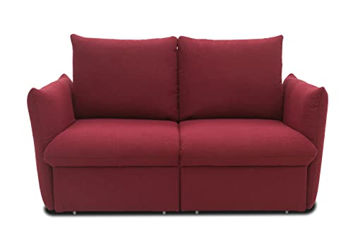 DOMO. collection Sofa Cloud Box, 2-Sitzer mit Schlaffunktion und Boxspringfederung, 2er Couch mit Bettauszug, Schlafsofa, Boxspringsofa 180 x 97 x 100 cm (BxTxH), bordeaux von DOMO. collection