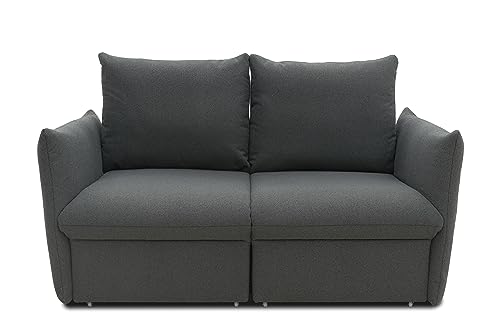 DOMO. collection Sofa Cloud Box, 2-Sitzer mit Schlaffunktion und Boxspringfederung, 2er Couch mit Bettauszug, Schlafsofa, Boxspringsofa 180 x 97 x 100 cm (BxTxH), dunkelgrau von DOMO. collection