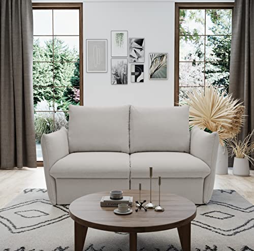 DOMO. collection Sofa Cloud Box, 2-Sitzer mit Schlaffunktion und Boxspringfederung, 2er Couch mit Bettauszug, Schlafsofa, Boxspringsofa 180 x 97 x 100 cm (BxTxH), silber von DOMO. collection