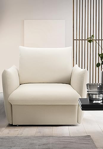 DOMO. collection Sessel Cloud Box, Armsessel mit Schlaffunktion und Boxspringfederung, Schlafsessel, Boxspringsessel, Polstersessel, 120 x 97 x 100 cm (BxTxH), Creme von DOMO. collection